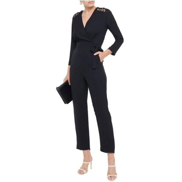Sandro Noya wrap-effect macramé lace-paneled crepe jumpsuit EUR 40. US L (12-14) - Picture 15 of 15